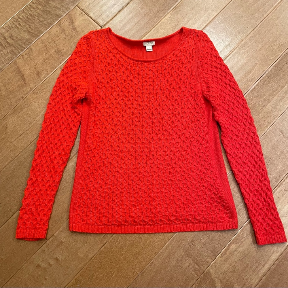 J. Crew Women’s Cableknit Orange Cotton Sweater Size Small